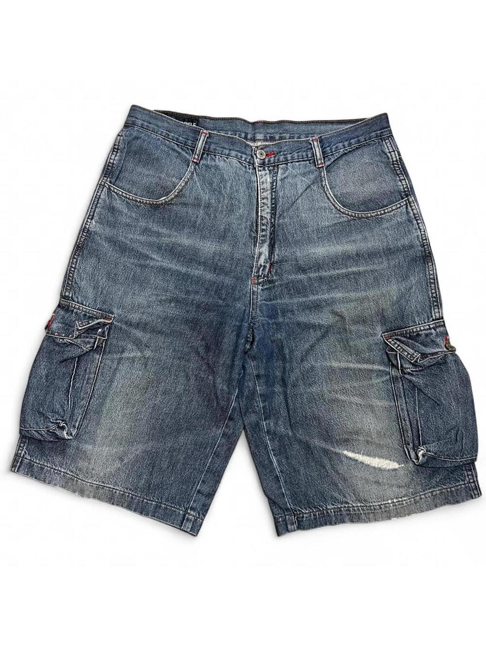 Sick Y2K Baggy Long Rifle Jorts with a Whisker design